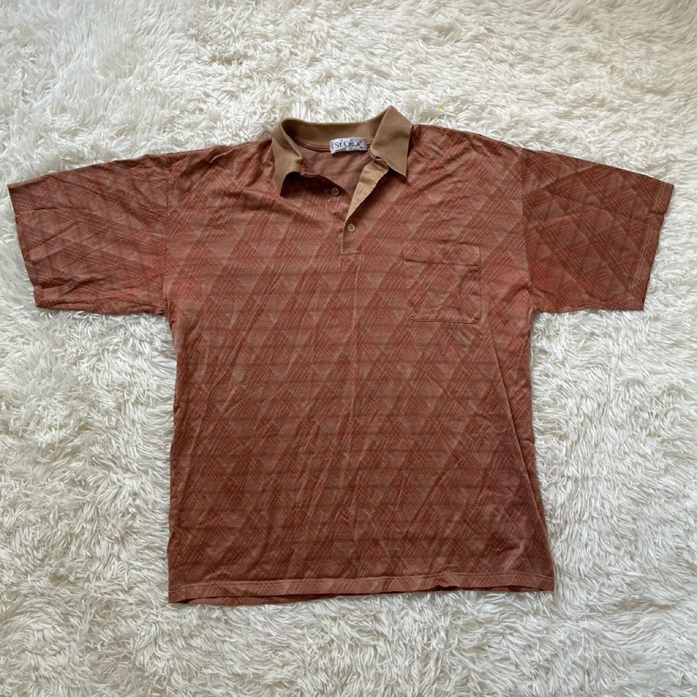 Vintage Retro 80s St. Croix Made in Italy brown  100% cotton polo shirt  XL